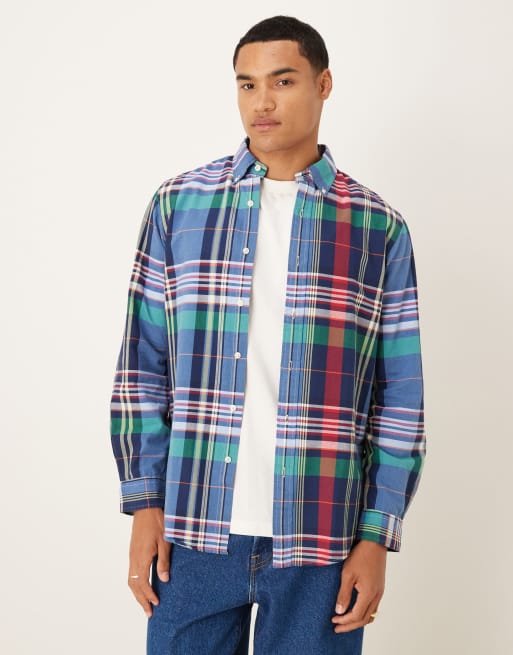 Polo Ralph Lauren - Chemise Oxford effet brossé à carreaux et logo emblématique - Bleu/rouge