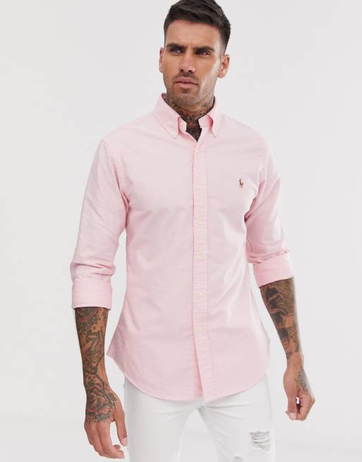 Polo Ralph Lauren Chemise Oxford slim boutonn e avec logo joueur Rose