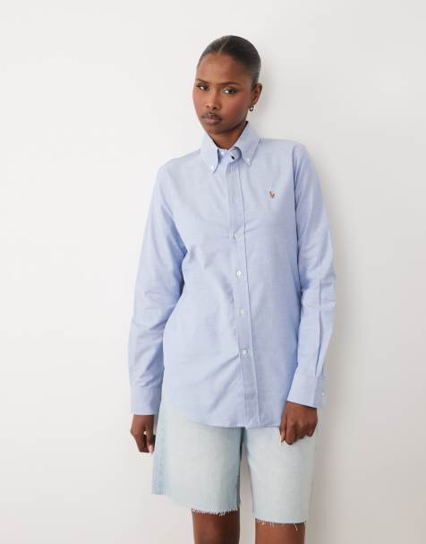 Polo Ralph Lauren - Chemise Oxford stretch à rayures coupe ajustée - Bleu moyen - view 1