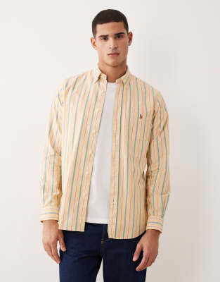 Polo Ralph Lauren - Chemise rayée à manches longues - Jaune et vert-Multicolore