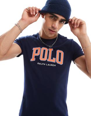 Polo Ralph Lauren chenile logo applique t-shirt in cruise navy