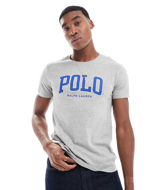 Polo Ralph Lauren chenile logo applique t-shirt in grey marl, 2 of 4