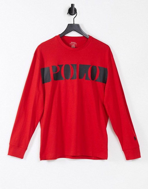 Polo Ralph Lauren chest bar logo long sleeve top classic oversized fit in red