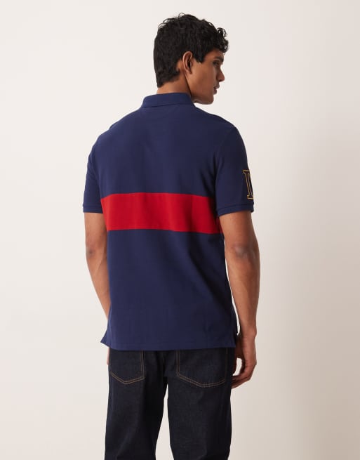 Polo Ralph Lauren chest panel crest logo pique polo in navy, 3 of 5
