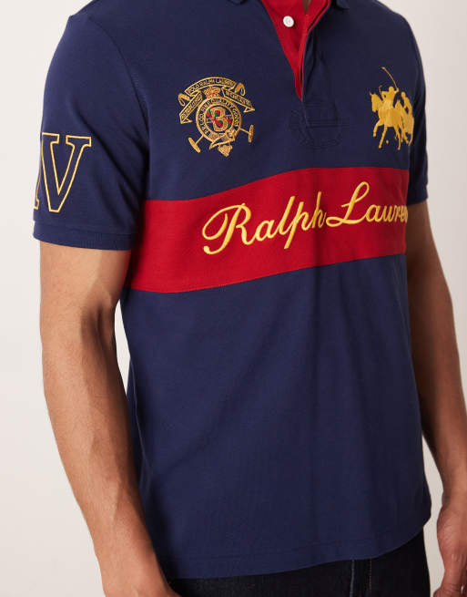 Polo Ralph Lauren chest panel crest logo pique polo in navy, 4 of 5