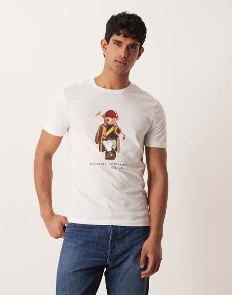 Polo Ralph Lauren chest print society polo bear t-shirt in white - view 1