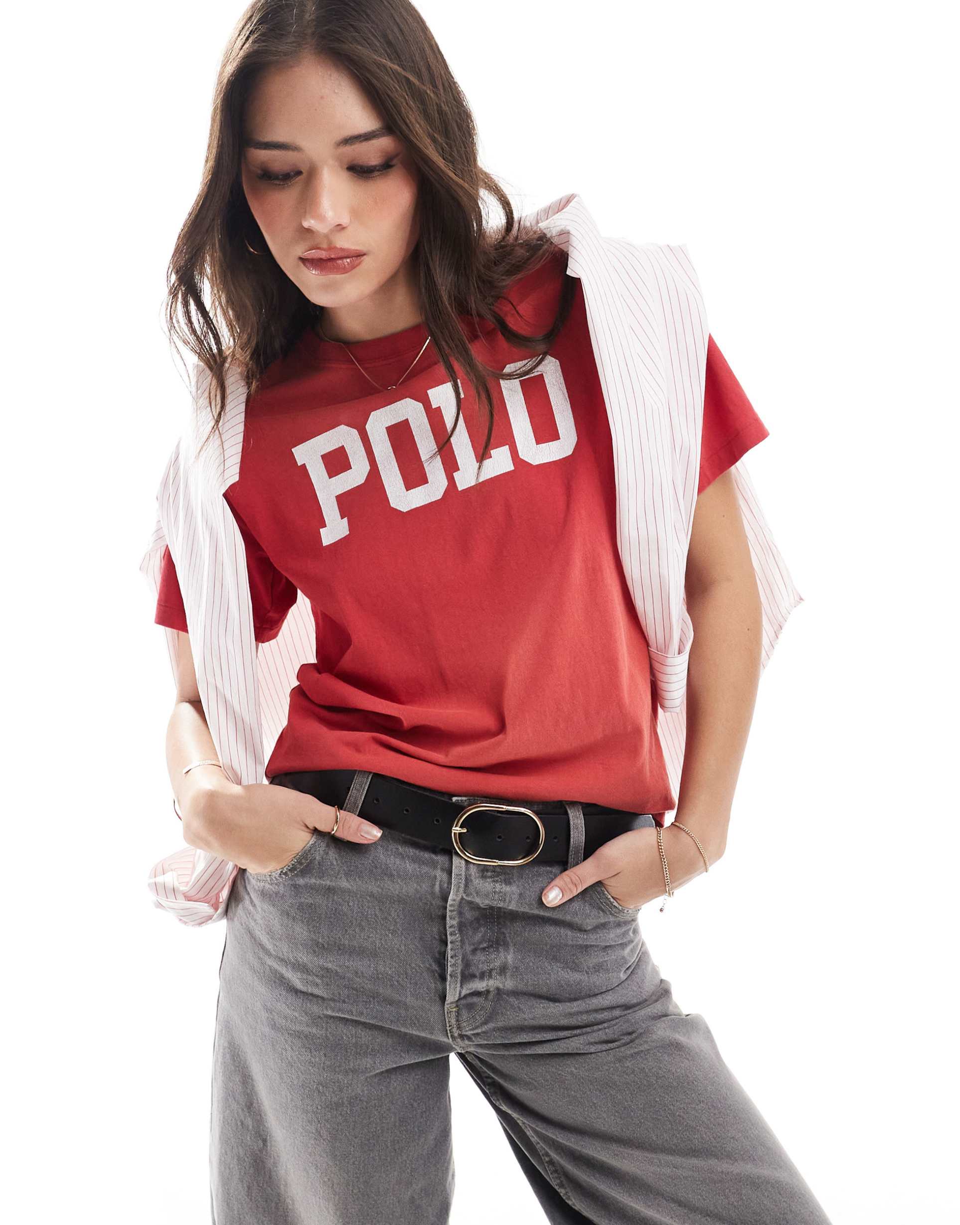 polo ralph lauren chest print t-shirt in red