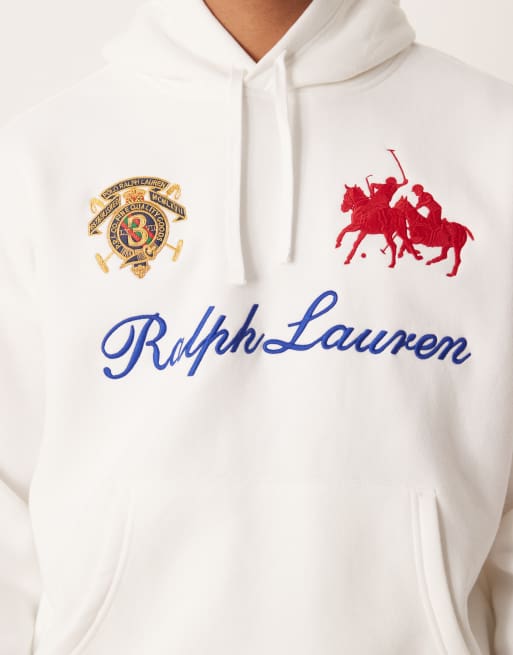 Polo Ralph Lauren chest script crest logo hoodie in white, 3 of 5