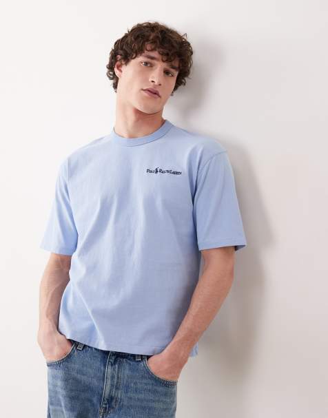 Polo Ralph Lauren chest script logo heavyweight cotton t-shirt in light blue