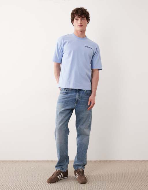 Polo Ralph Lauren chest script logo heavyweight cotton t-shirt in light blue, 2 of 5