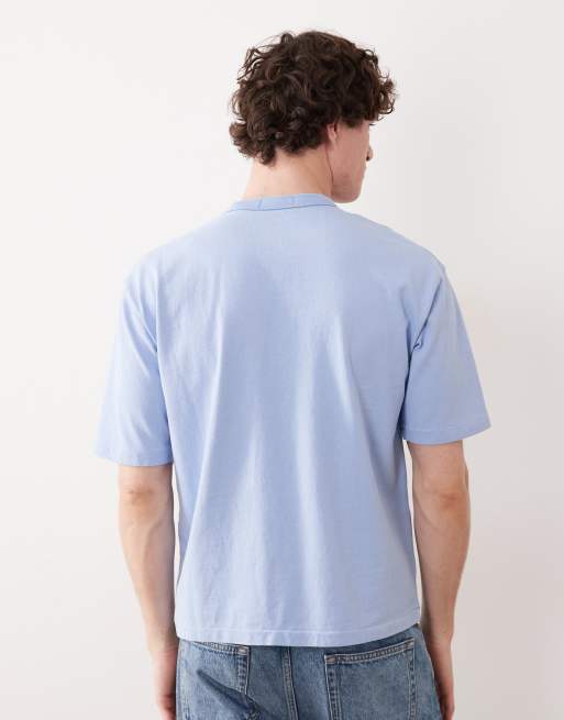 Polo Ralph Lauren chest script logo heavyweight cotton t-shirt in light blue, 3 of 5
