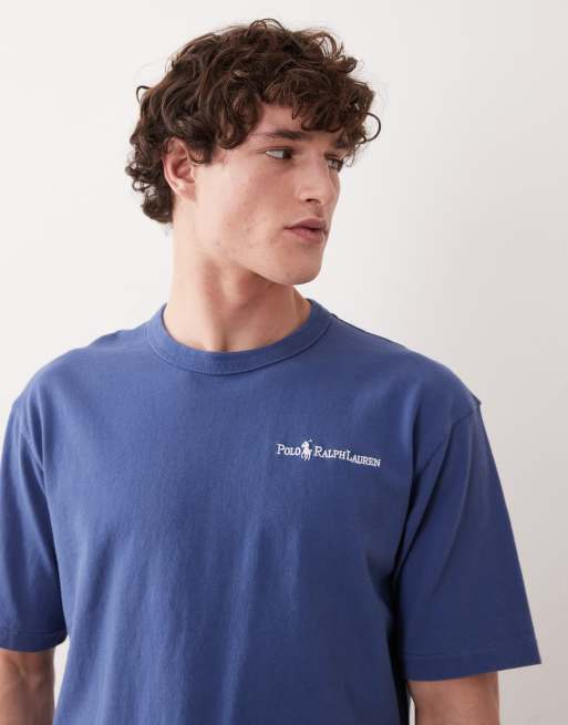 Polo Ralph Lauren chest script logo heavyweight cotton t-shirt in navy, 3 of 5