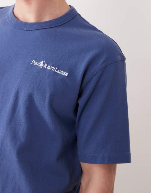 Polo Ralph Lauren chest script logo heavyweight cotton t-shirt in navy, 5 of 5
