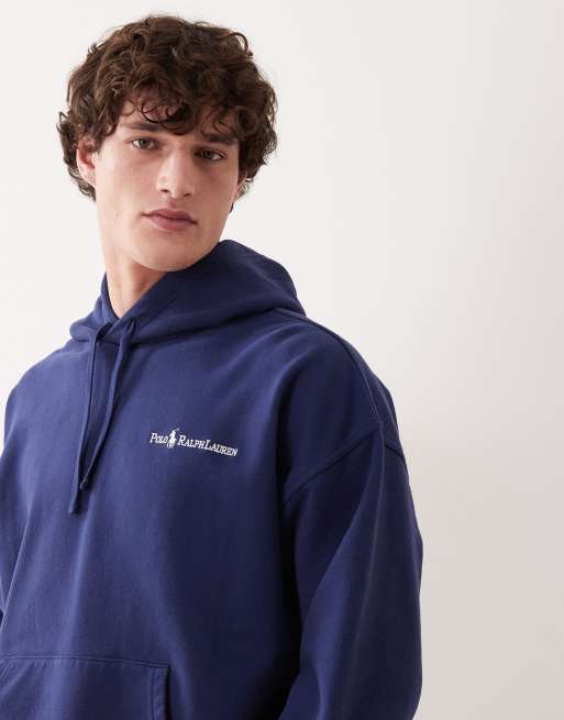 Polo Ralph Lauren chest script logo hoodie in navy, 3 of 5