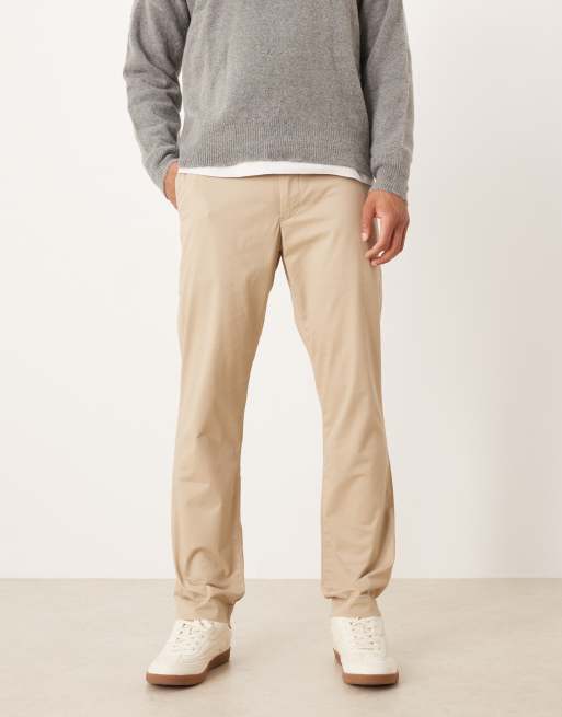 Polo Ralph Lauren - Chino dritti elasticizzati in twill color beige kaki con parte anteriore piatta