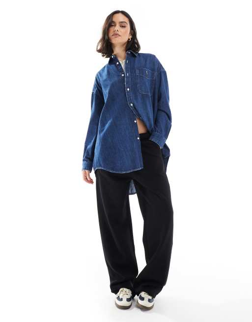 Polo Ralph Lauren – Ciemnoniebieska jeansowa koszula oversize, 3 z 4