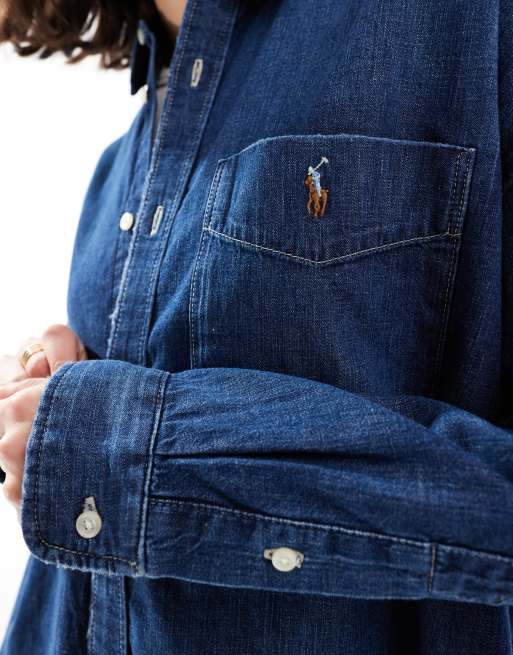 Polo Ralph Lauren – Ciemnoniebieska jeansowa koszula oversize, 4 z 4