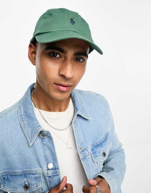 Polo Ralph Lauren – Ciemnozielona baseballowa czapka z daszkiem z diagonalu z logo