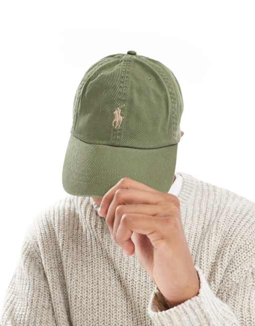 Polo Ralph Lauren – Ciemnozielona baseballowa czapka z daszkiem z diagonalu z logo