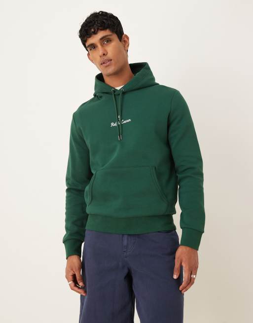 Polo Ralph Lauren – Ciemnozielona dzianinowa bluza dresowa z kapturem z logo Icon na środku
