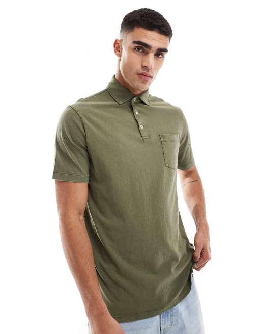 Polo Ralph Lauren – Ciemnozielona klasyczna koszulka polo oversize z kieszenią z bawełny