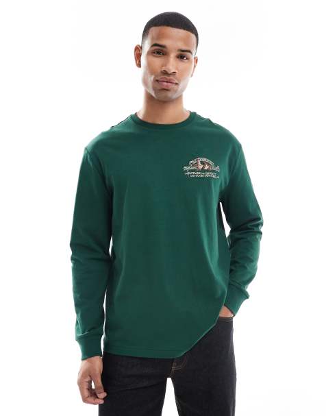 Polo Ralph Lauren utility pocket and back print long sleeve t-shirt classice oversized fit in dark green