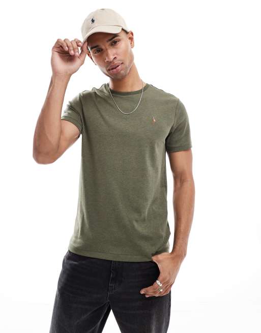Polo Ralph Lauren – Ciemnozielony melanżowy T-shirt z bawełny pima z logo