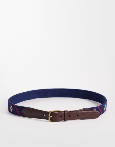 Polo Ralph Lauren - Cintura blu navy multicolore con logo bear - view 1