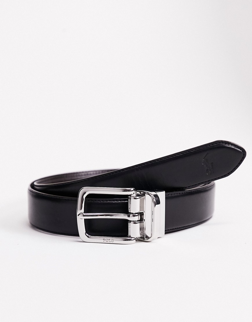 Polo Ralph Lauren - Cintura in pelle double-face nera/cuoio-Nero