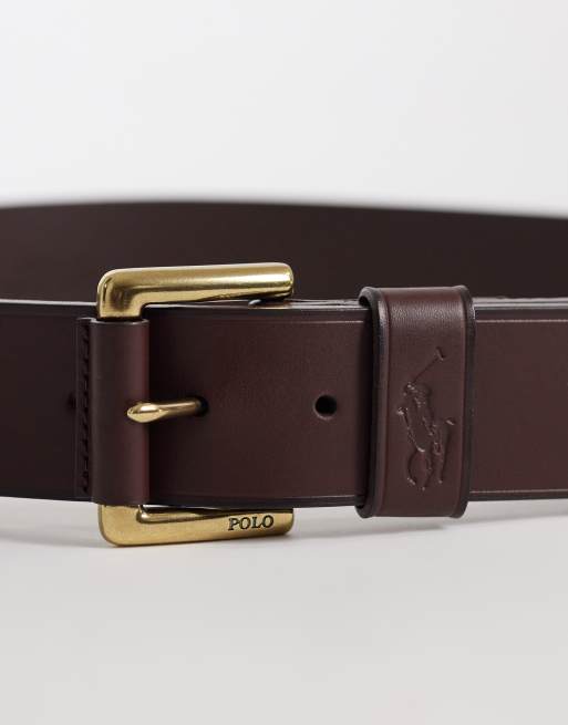 Polo Ralph Lauren - Cintura in pelle marrone con logo, 3 di 3