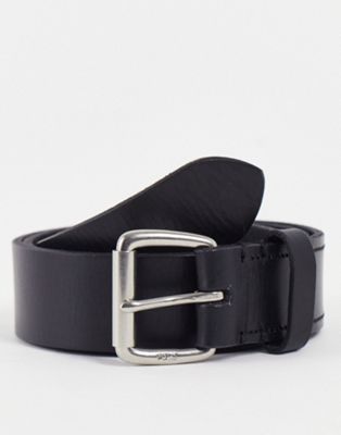 Polo Ralph Lauren leather belt in black with silver foil logo - ASOS Price Checker