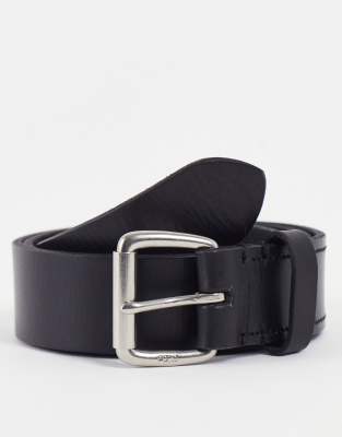 Polo Ralph Lauren leather belt in black with silver foil logo - ASOS Price Checker