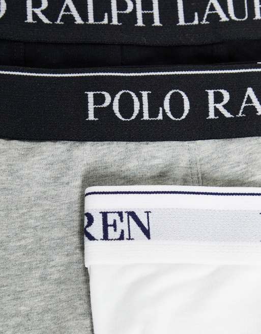 Polo Ralph Lauren classic 3 pack trunks in black, white and grey, 4 of 4