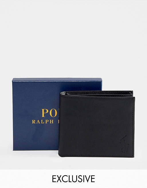 Polo Ralph Lauren classic leather billfold wallet in black Exclusive at ASOS