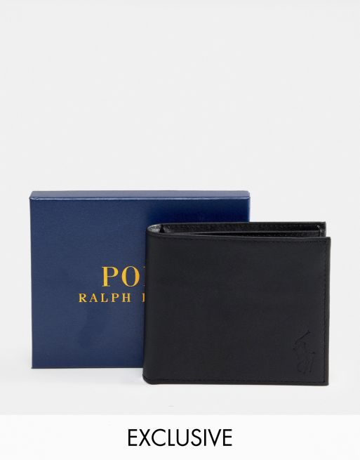 Polo Ralph Lauren classic leather billfold wallet in black Exclusive at ASOS