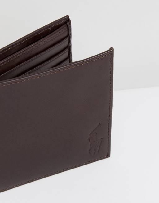 Polo Ralph Lauren classic leather billfold wallet in brown Exclusive at  ASOS | ASOS