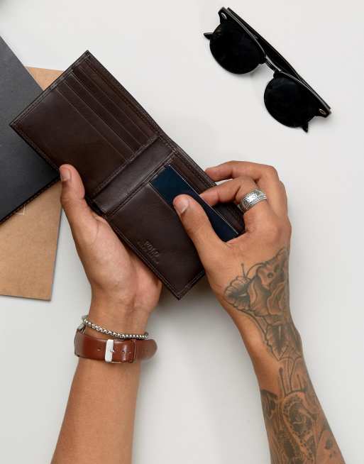 Polo Ralph Lauren classic leather billfold wallet in brown Exclusive at  ASOS | ASOS