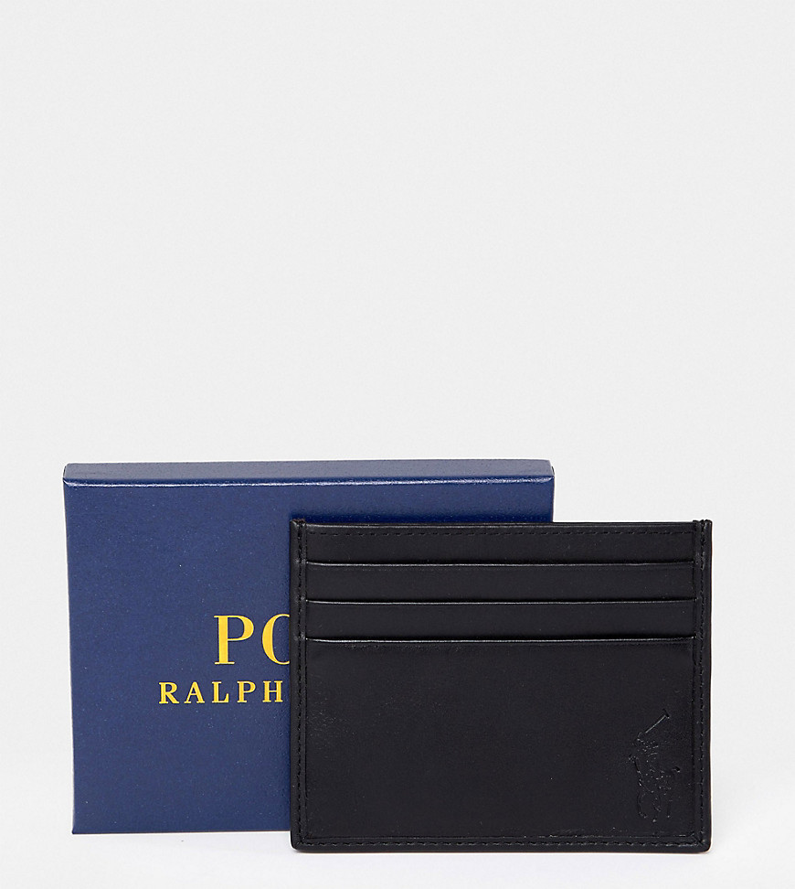 Polo Ralph Lauren classic leather card holder in black Exclusive at ASOS