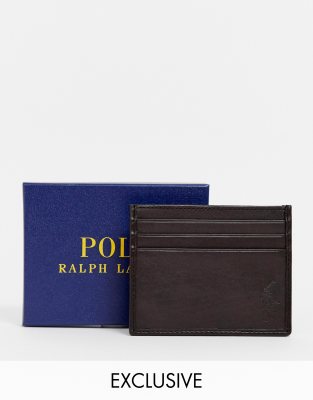 Polo Ralph Lauren classic leather card holder in brown Exclusive at ASOS Brown