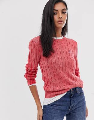 Polo Ralph Lauren Womens Cable Knit Crew Neck Sweater 