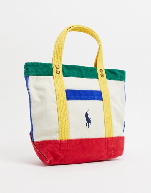 Polo Ralph Lauren classic logo small tote bag in multi