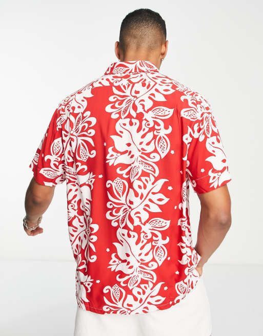 Polo Ralph Lauren classic oversized fit short sleeve hawaiian print shirt  in red | ASOS