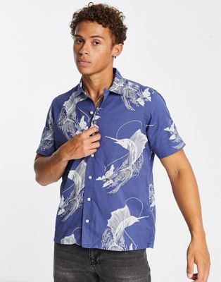 Polo Ralph Lauren classic oversized fit short sleeve sailfish print shirt in blue