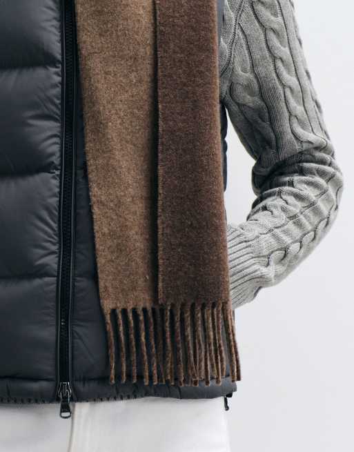 Polo Ralph Lauren classic reversible scarf with logo in brown, 3 of 3