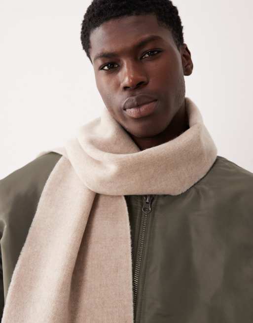 Polo Ralph Lauren classic rich wool blend scarf with logo in cream, 3 of 3