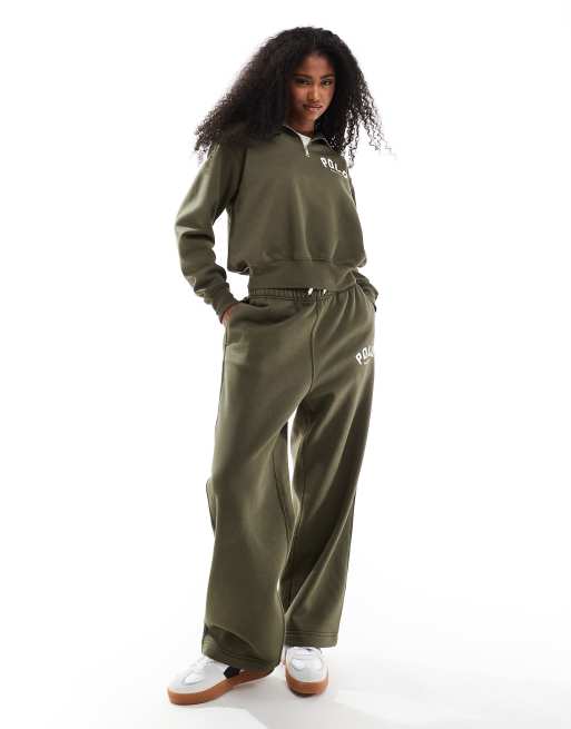 Polo Ralph Lauren co-ord half zip sweatshirt in dark green, 2 of 4