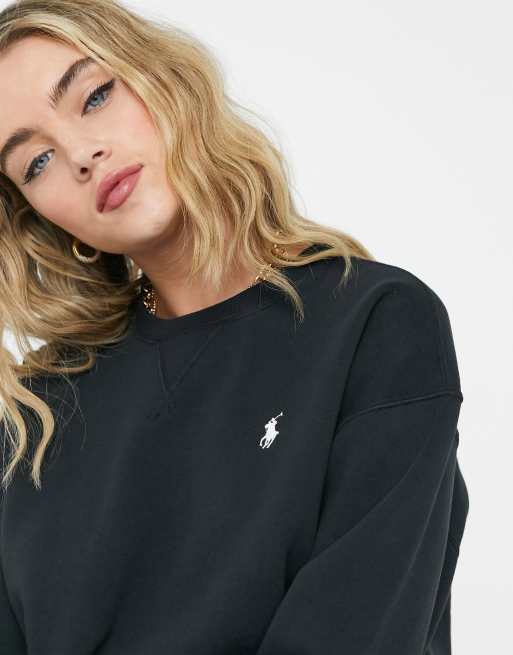 Polo Ralph Lauren co ord icon logo crew neck sweat in black ASOS