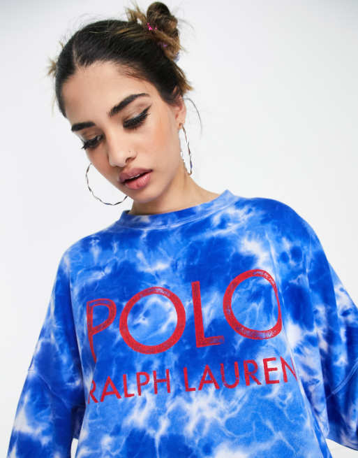 Polo Ralph Lauren co-ord polo tie dye long sleeve sweater in blue | ASOS