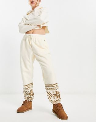 Polo Ralph Lauren co ord printed athletic drawstring trousers in cream