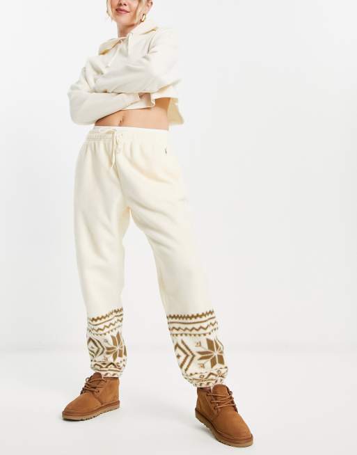 Polo Ralph Lauren Co Ord Printed Athletic Drawstring Trousers In  Cream-White for Women